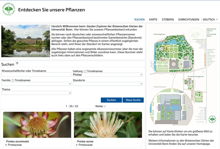 Screenshot Pflanzendatenbank Screenshot Pflanzendatenbank
